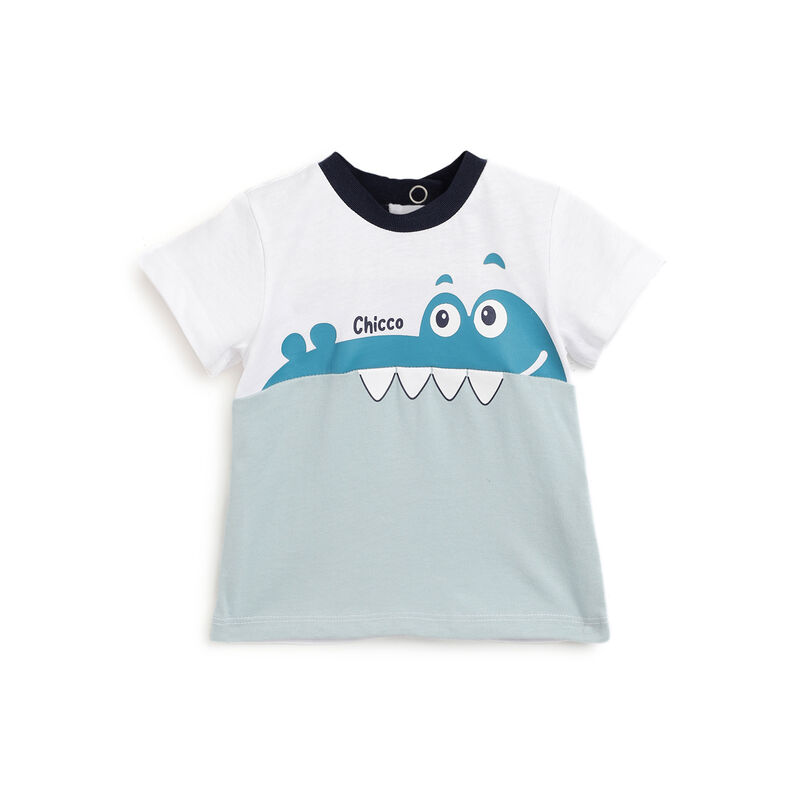 Boys White & Blue Printed Short Sleeve T-Shirt image number 0